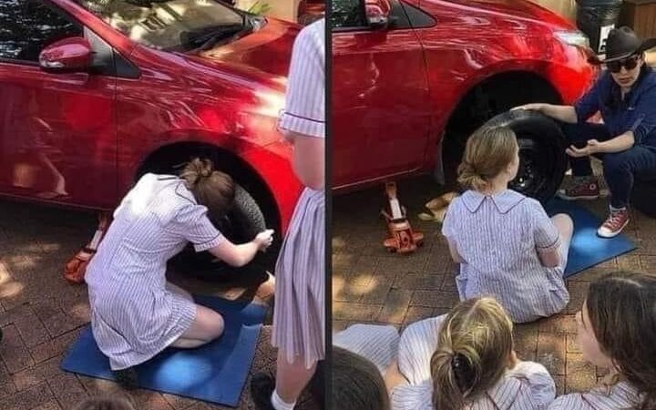 En Australia las niñas aprenden a cambiar llantas y revisar el aceite para no depender de nadie