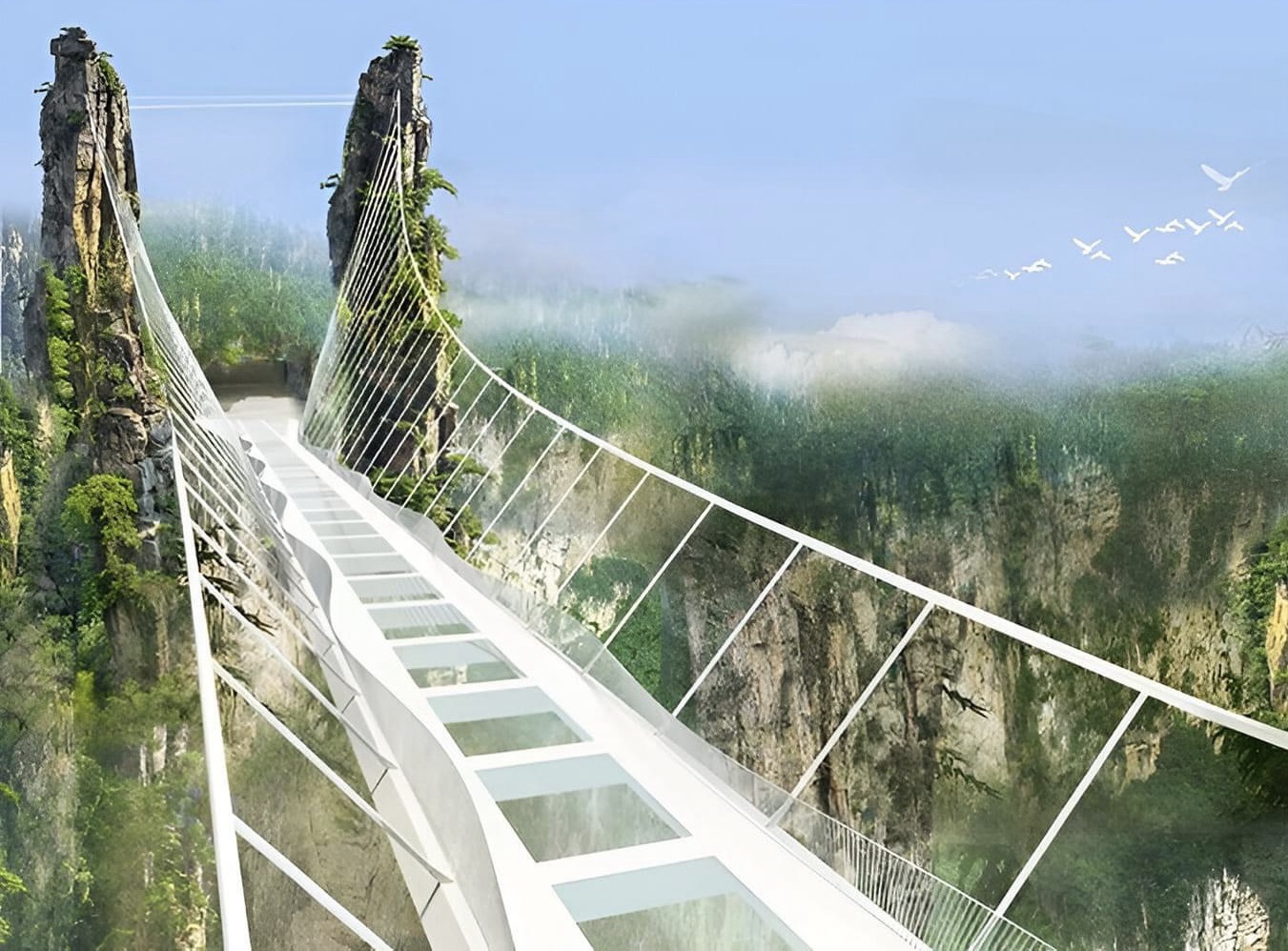 El puente de cristal más largo y alto del mundo está en China