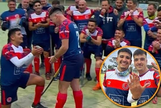 Jugador de Hockey le pide matrimonio a su compañero en el campo de juego