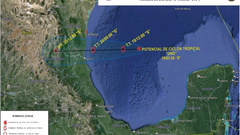 ¡ALERTA! Potencial de Ciclón Tropical Uno podría tocar tierra en Aldama Tamaulipas