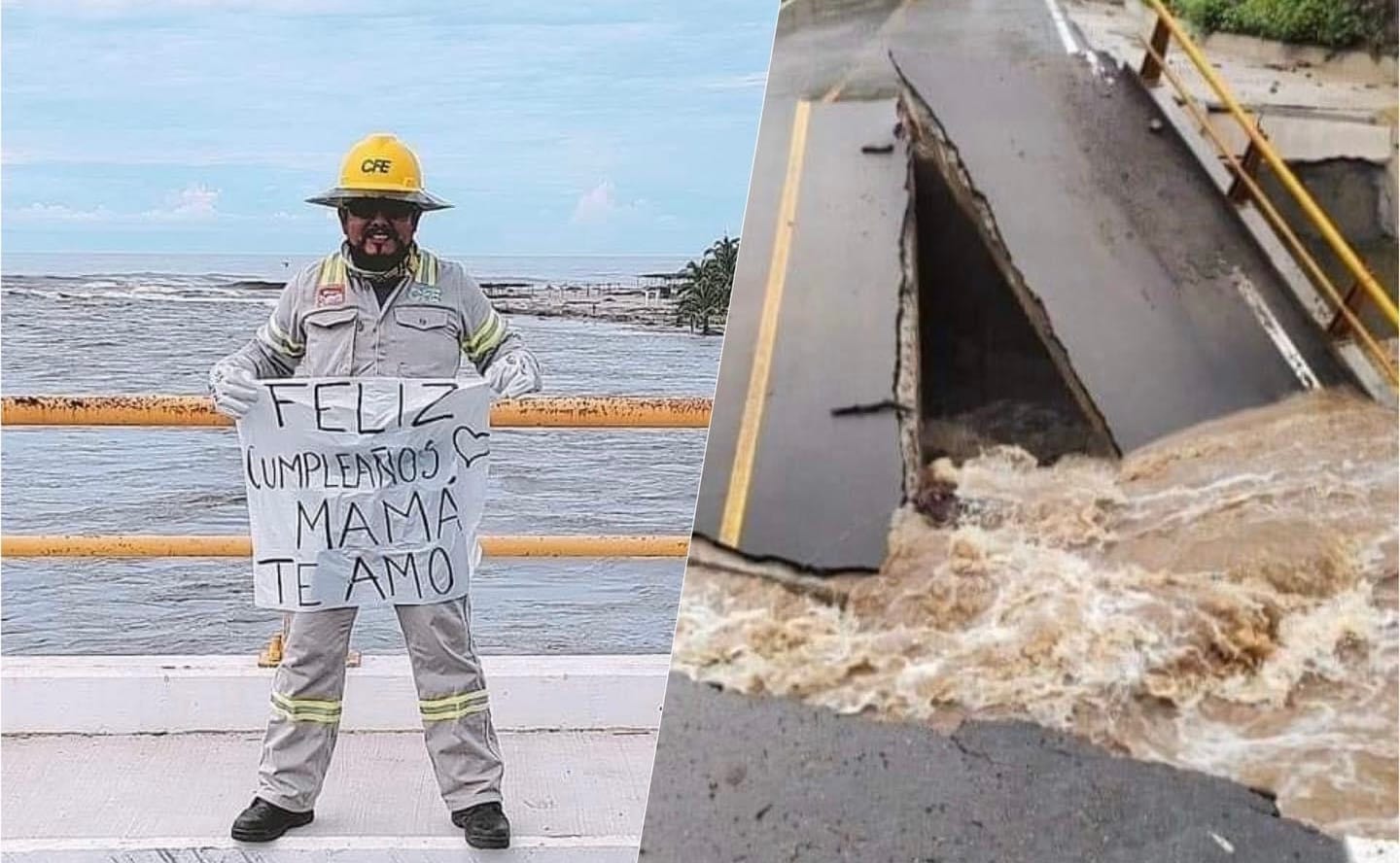 En medio del desastre trabajador de la CFE felicita a su mamá por su cumpleaños