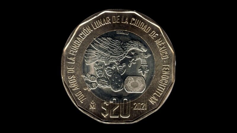 Moneda conmemorativa de los 700 años de la fundación lunar de México Tenochtitlan