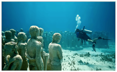 ¿Sabías qué existe un museo bajo el Mar en México? El Museo Subacuático de Arte