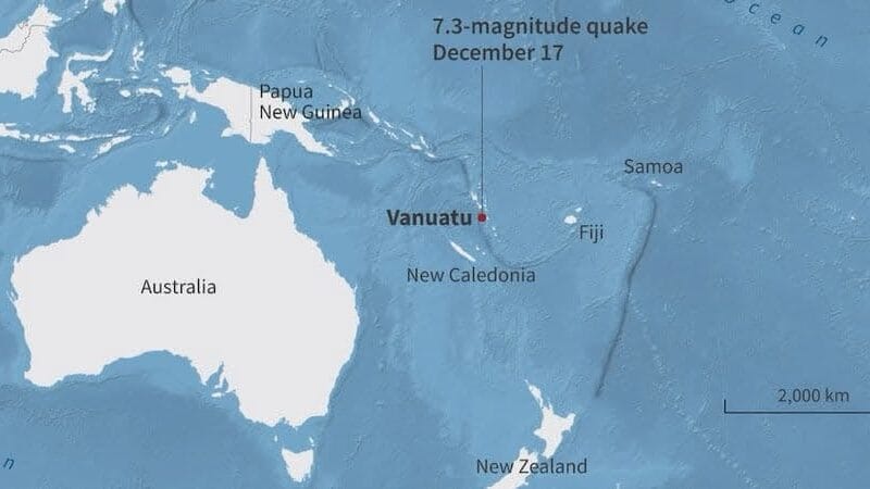 Se registra terremoto magnitud 7.3 en Vanuatu; activan la alerta de tsunami