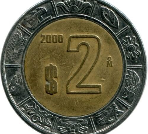La moneda mexicana de $2 en su anillo representa los 20 días que conformaban un mes en el calendario mexica