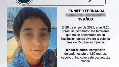 Localizan a Jennifer la menor desaparecida en Tijuana; un hombre la trasladó a Puebla