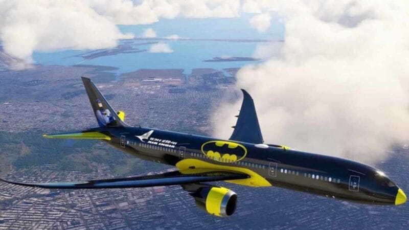 El avión con diseño alusivo a Batman que presentó la aerolínea Air India