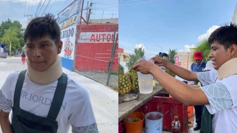 Misael «El Piñas» regresa con su puesto de frutas al lugar donde fue atacado