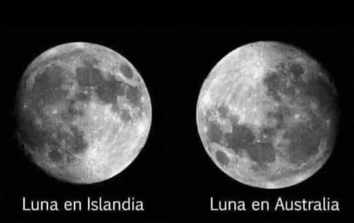 La Luna aparece en sentidos inversos en el Hemisferio Sur y en el Hemisferio Norte