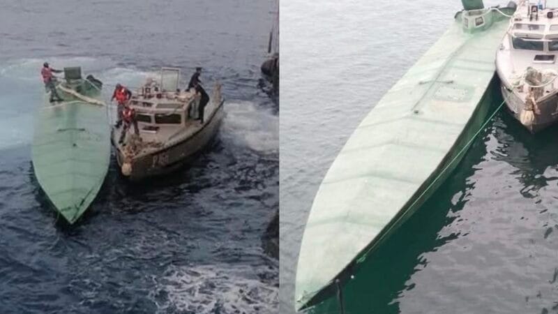 Marina asegura un semisumergible en las costas de Guerrero que transportaba más de 3 y media toneladas de cocaína