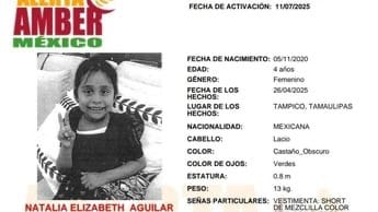 Activan Alerta AMBER por menor de 4 años, Natalia Elizabeth Aguilar Valdez