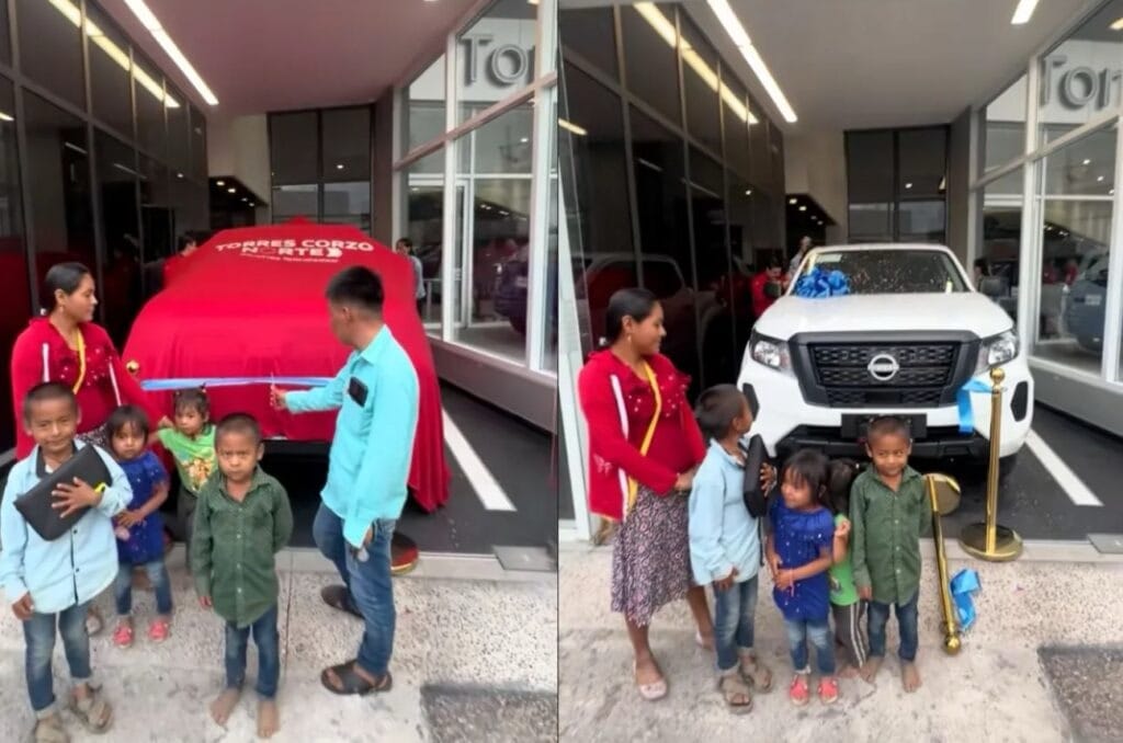 Familia indígena en Aguascalientes se compra camioneta nueva y se hacen virales