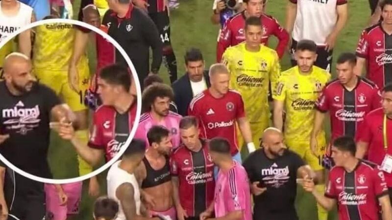 Guardaespaldas de Messi empuja a jugadores de Atlas tras partido de Leagues Cup