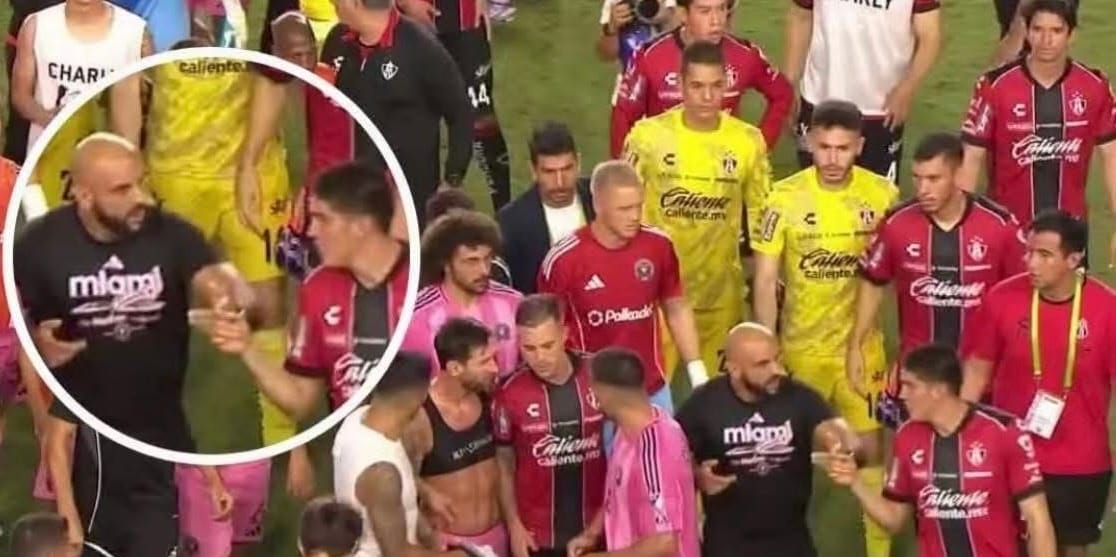 Guardaespaldas de Messi empuja a jugadores de Atlas tras partido de Leagues Cup