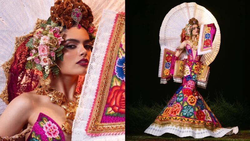 Orgullo zapoteca: vestido bordado del Istmo cautiva en Miss Universo México 2025