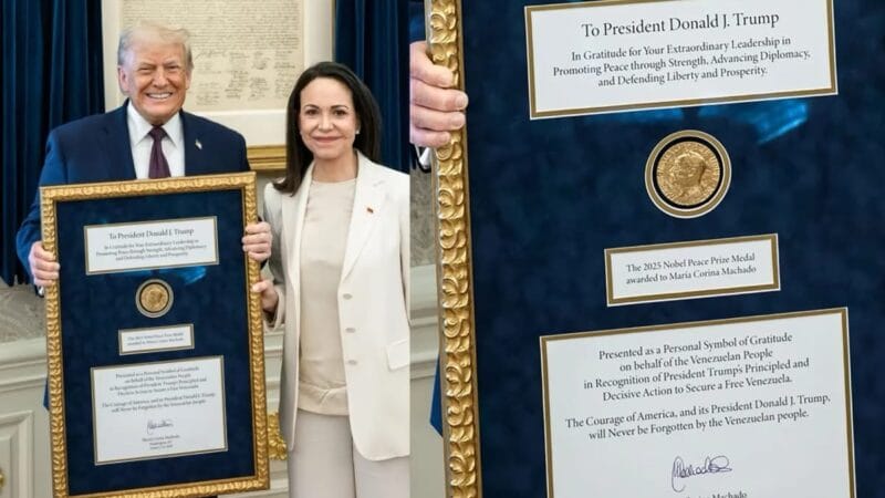 Noruega critica que María Corina regale medalla del Nobel de la Paz a Trump: ‘Es inaudito y patético’